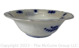 Blue & White Porcelain China Flow Blue Serving Bowl. 14" x 5"