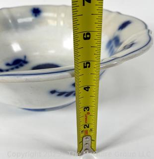 Blue & White Porcelain China Flow Blue Serving Bowl. 14" x 5"