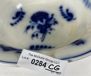 Blue & White Porcelain China Flow Blue Serving Bowl. 14" x 5"