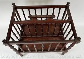 Mahogany Spindle Magazine Basket or Rack.