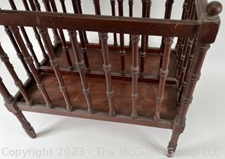 Mahogany Spindle Magazine Basket or Rack.