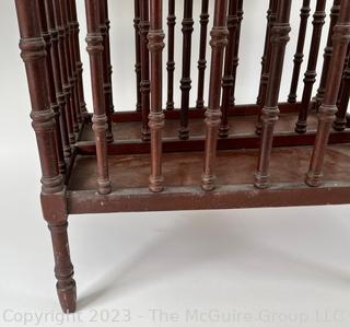 Mahogany Spindle Magazine Basket or Rack.