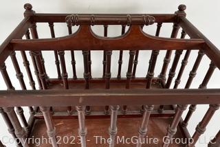 Mahogany Spindle Magazine Basket or Rack.