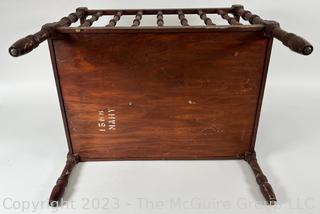 Mahogany Spindle Magazine Basket or Rack.