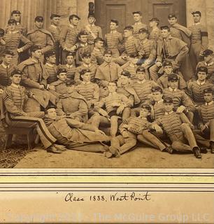 Framed Under Glass Sepia Tone Informal Group Portrait of West Point Class of 1888, of which John J. Pershing was President. 12" x 15"