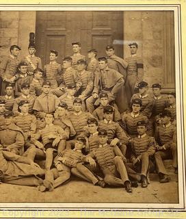 Framed Under Glass Sepia Tone Informal Group Portrait of West Point Class of 1888, of which John J. Pershing was President. 12" x 15"