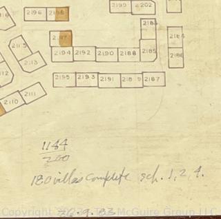 30 x 30" Framed Architectural Drawing of Subdivision.  188 Villas.  