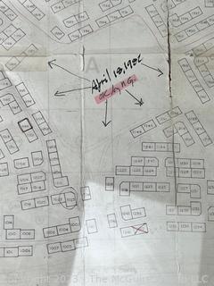 30 x 30" Framed Architectural Drawing of Subdivision.  188 Villas.  