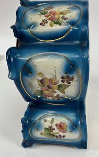 Hand Painted Porcelain Ansonia Mantle Clock in Swirl Pattern.  Glass Missing, Untested.