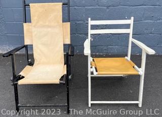 Two (2) Antique Folding Deck Chair with Canvas Seat