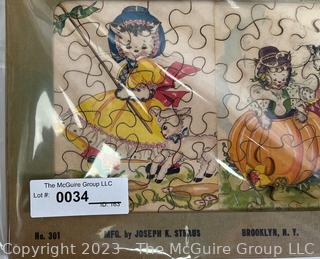 Two (2) J. K. Straus Juvenile Wood Jigsaw Interlocking Puzzles in Box