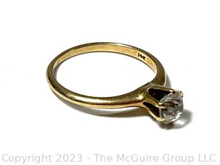 14kt Yellow Gold Six Prong Petite Solitaire Diamond Engagement Ring. 2.4 grams total weight