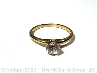 14kt Yellow Gold Six Prong Petite Solitaire Diamond Engagement Ring. 2.4 grams total weight