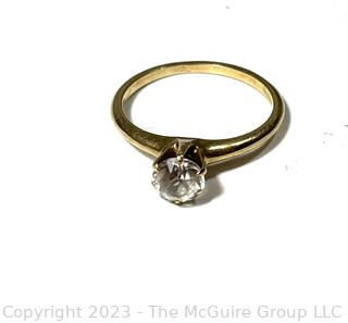 14kt Yellow Gold Six Prong Petite Solitaire Diamond Engagement Ring. 2.4 grams total weight