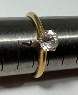 14kt Yellow Gold Six Prong Petite Solitaire Diamond Engagement Ring. 2.4 grams total weight