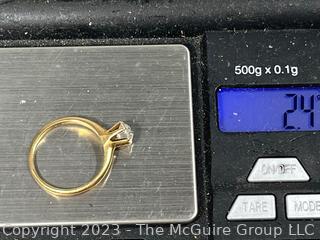 14kt Yellow Gold Six Prong Petite Solitaire Diamond Engagement Ring. 2.4 grams total weight