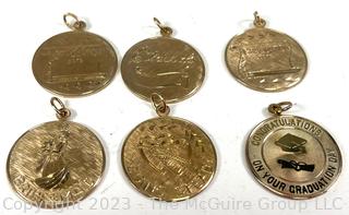 Six (6) Gold Filled Round Disk Pendants. 