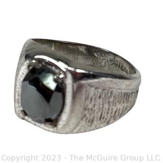 Men's Sterling Silver Ring with Hematite Center. 