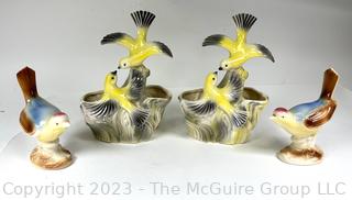 Four (4) Mid Century Pottery Bird Planters