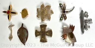 Nine (9) Costume Jewelry Brooches or Pins