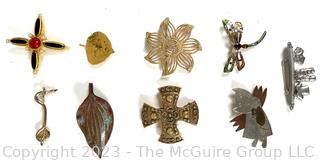 Nine (9) Costume Jewelry Brooches or Pins