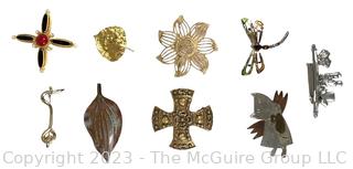 Nine (9) Costume Jewelry Brooches or Pins