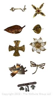 Nine (9) Costume Jewelry Brooches or Pins