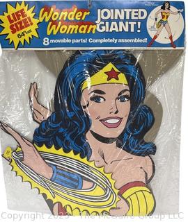 1976 NIB Wonder Woman Jointed Giant 64" Life Sized Paper Figure From DC Comics, New Sealed in Package. 