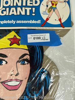 1976 NIB Wonder Woman Jointed Giant 64" Life Sized Paper Figure From DC Comics, New Sealed in Package. 