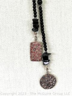 Garnet and Sterling Silver Lariat Necklace