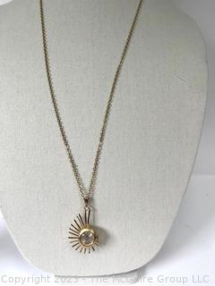 Mid Century Sunburst Style Rivo 17 Jewel Watch Pendant. 