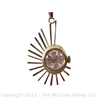 Mid Century Sunburst Style Rivo 17 Jewel Watch Pendant. 