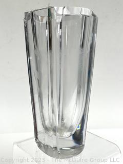 Crystal Etched Vase With Nude Female, Signed by Skruf of Sweden. 8" tall