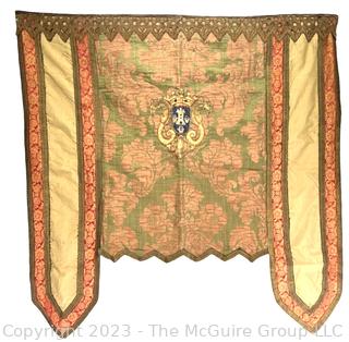 Victorian Wall Tapestry with Family Crest and Metal Woven Trim.  42" x 43" (moved)