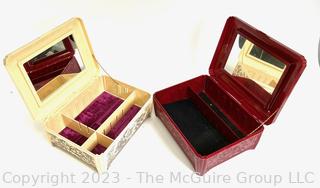 Two (2) Celluloid Jewelry Boxes with Asian Designs 