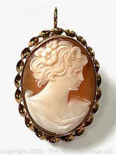 19th Century Hand Carved Cameo Set in Gold Filled Bezel. 