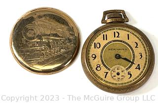 New Haven Compensated Pocket Watch in 10k Gold Case. Total Weight 56g