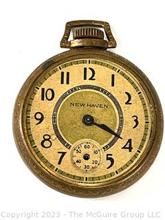 New Haven Compensated Pocket Watch in 10k Gold Case. Total Weight 56g