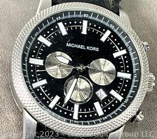 Michael Kors Men's Black and Stainless Steel Wrist Watch 