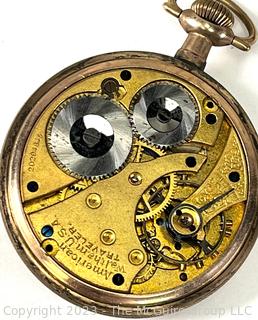 Fancy Dial Waltham "Traveler" Model Pocket Watch in Engraved Gold Plated Fancy Case 