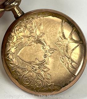 Fancy Dial Waltham "Traveler" Model Pocket Watch in Engraved Gold Plated Fancy Case 