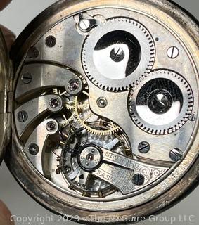 Pocket Watch in Engraved Silveroid Case.  Movement Shown in photo Gallery