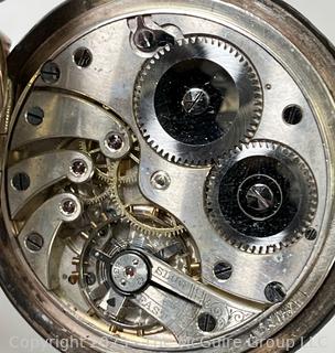 Pocket Watch in Engraved Silveroid Case.  Movement Shown in photo Gallery