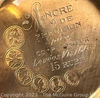 Unitas Pocket Watch. Movement Stamped "Union S.A. Soleure".  14k Gold Case. Total Weight 68g