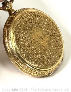 Swiss 18k Gold Keywind Pocket Watch circa late 1800's. Both Case and Movement engraved "Henri Hoffman"  Total Weight 56g 