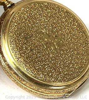 Swiss 18k Gold Keywind Pocket Watch circa late 1800's. Both Case and Movement engraved "Henri Hoffman"  Total Weight 56g 