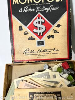 Two (2) Vintage Parker Brothers Games - Monopoly Game Pieces and Clue Game 