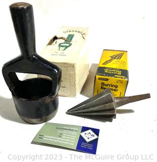 NIB Osbourne No. 149 2.5" Arch Punch and 1/4-2" Capacity Burring Reamer Made by General