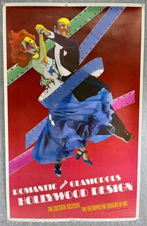 1974 " Romantic And Glamorous Hollywood Design " Exhibition Poster From The Metropolitan Museum Of Art Costume Institute Designed by Richard Bernstein.  23 1/2" x 37 1/2"  