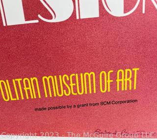 1974 " Romantic And Glamorous Hollywood Design " Exhibition Poster From The Metropolitan Museum Of Art Costume Institute Designed by Richard Bernstein.  23 1/2" x 37 1/2"  